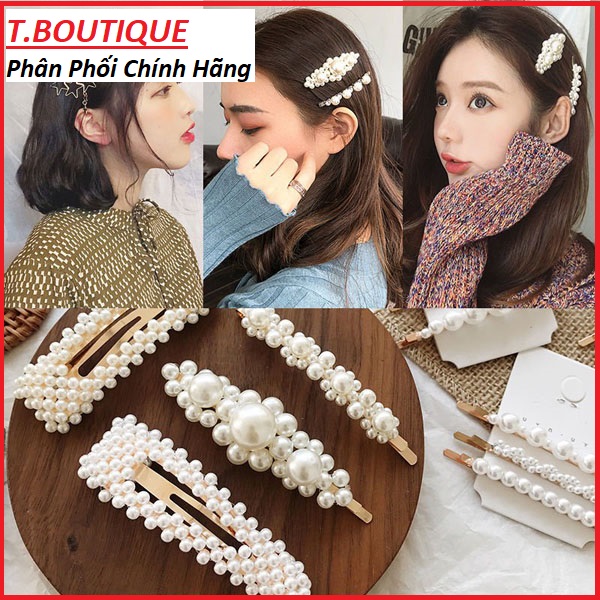 Set kẹp tóc 4 món Hàn Quốc, Kẹp toc Ngoc Trai