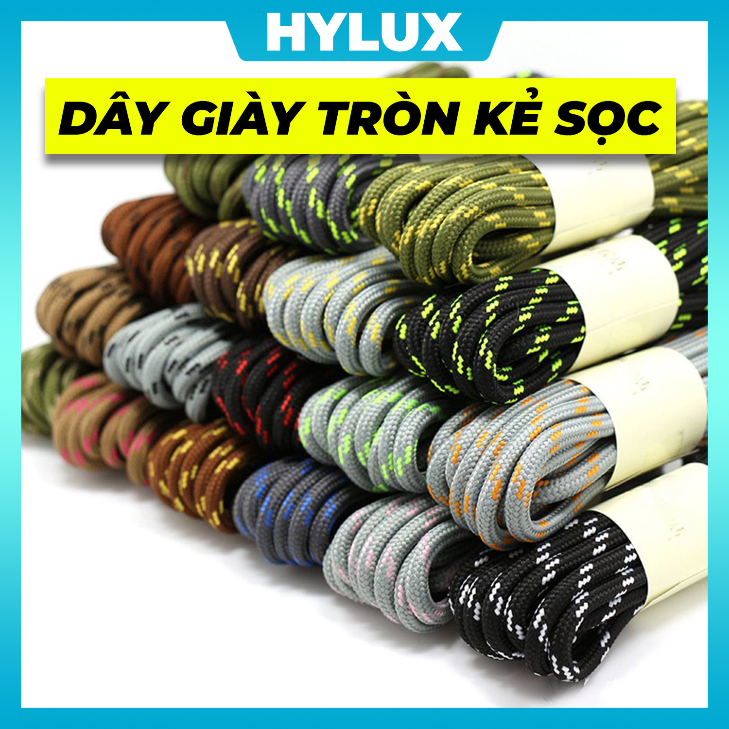Dây giày tròn họa tiết kẻ sọc cao cấp - Dây giày thể thao