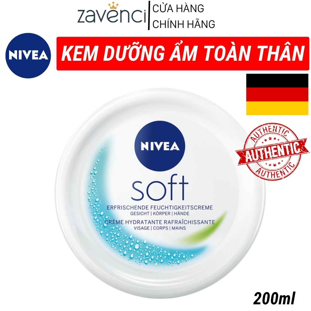 Kem dưỡng ẩm NIVEA Soft cho cả da mặt và toàn thân dưỡng da mềm mịn 200ml