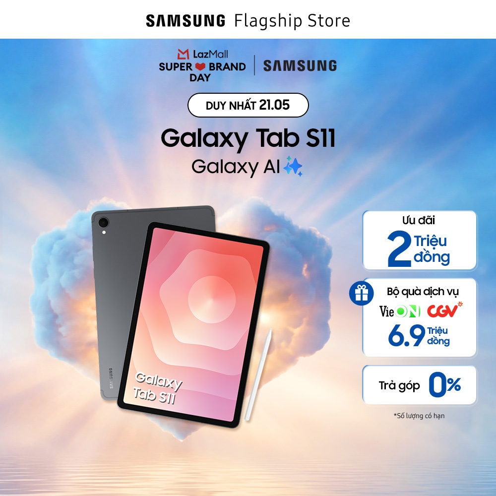 [SIÊU SALE THƯƠNG HIỆU DUY NHẤT HÔM NAY 21.5] Máy tính bảng Galaxy Tab S11 Wifi, Galaxy AI, S Pen thế hệ mới, Màn hình lớn 11"