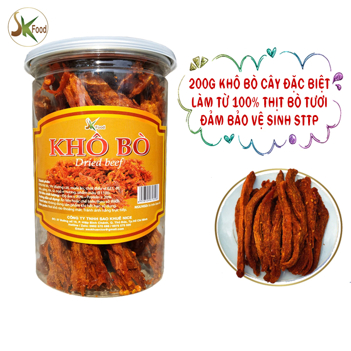 [HCM]KHÔ BÒ SỢI LÁ CHANH THƯỢNG HẠNG HÀNG CHUẨN CÔNG TY THƯƠNG HIỆU  SK FOOD - HŨ 300G