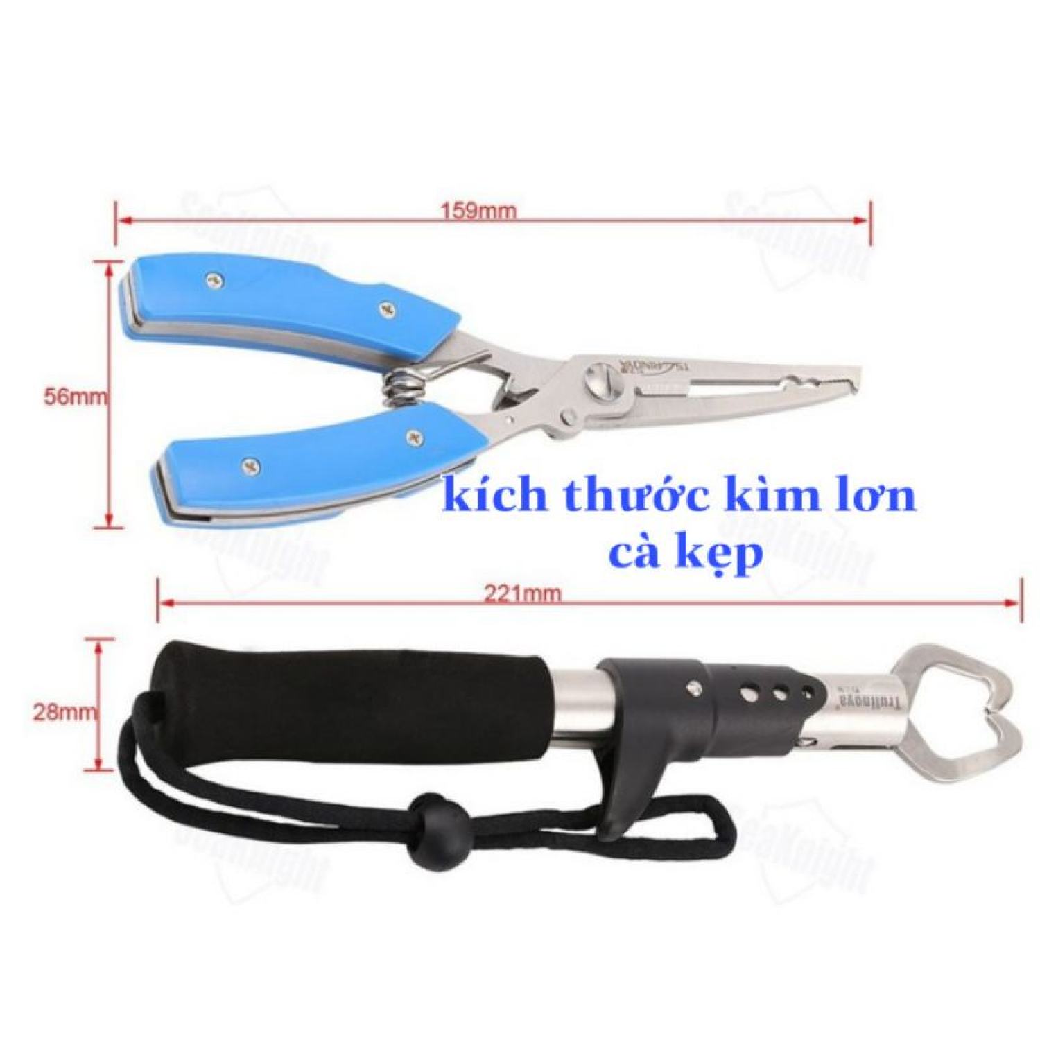 Bộ kìm kẹp cá và kéo gỡ mồi đa năng có dây bảo vệ