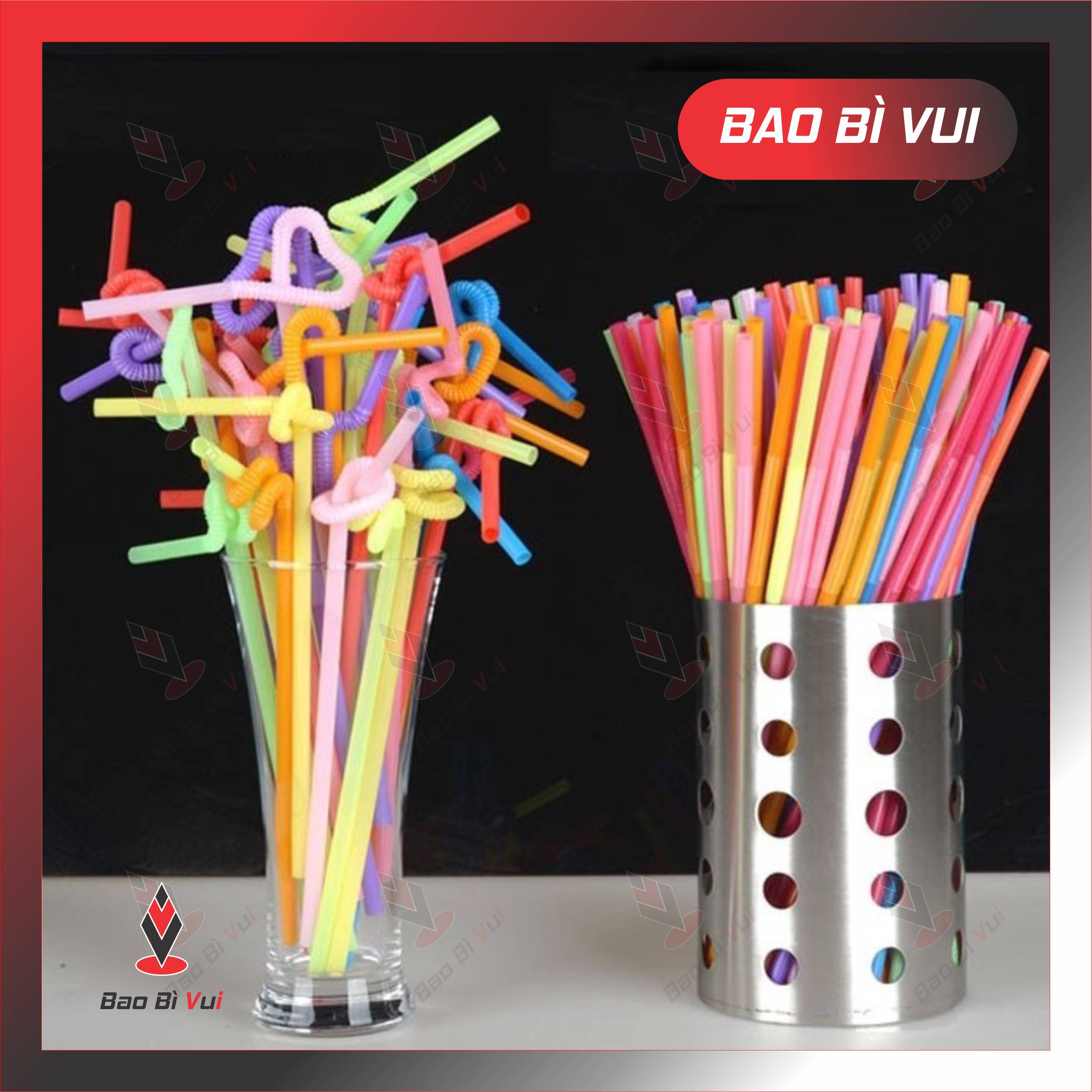 Ống Hút Nghệ Thuật Xoắn 50 Ống/Bịch