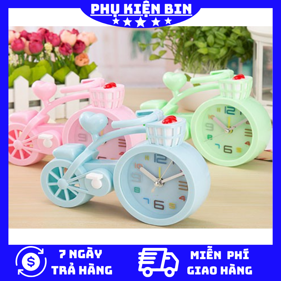Đồng hồ báo thức để bàn hình XE ĐẠP dễ thương