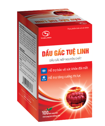 Dầu gấc Tuệ Linh-Hỗ trợ tăng cường thị lực, hỗ trợ bảo vệ sức khỏe đôi mắt-Hộp 100 viên