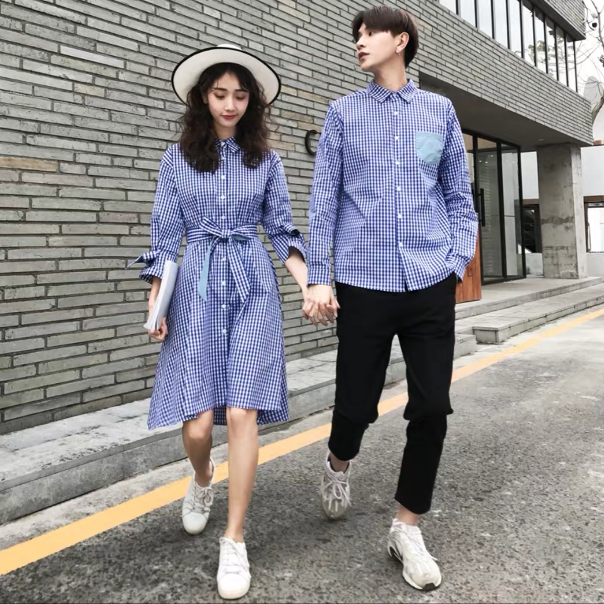 Đồ đôi -set cặp gồm áo sơ mi nam và đầm nữ vải đẹp chuẩn shop