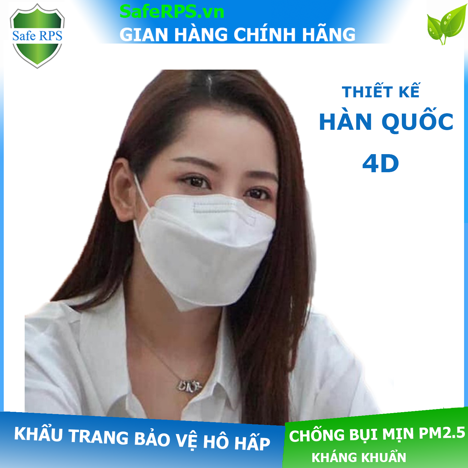 [Sét 05 cái] Khẩu trang 4D cao cấp Korea 4D Mask , kháng khuẩn , chống bụi siêu mịn PM2.5 , màu trắng thời trang Hàn Quốc - có đầy đủ giấy kiểm định lưu hành