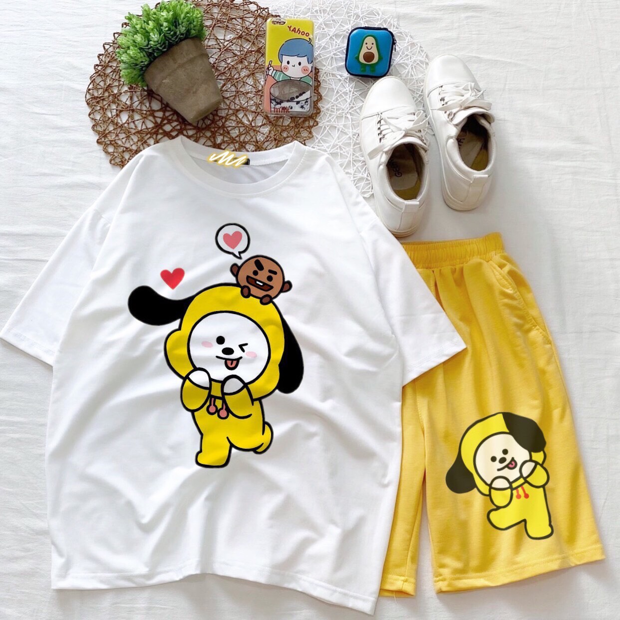 [HCM]Set đồ bộ hoạt hình Unisex BT21 form rộng Freesize 40-65kg dành cho nam nữ