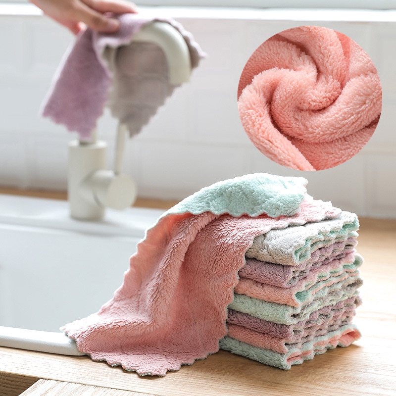 Khăn Lau Bếp 2 Mặt Đa Năng Dày Dặn Siêu Thấm - Lau Bát Đĩa, Bàn Ghế [ SET 10 KHĂN]