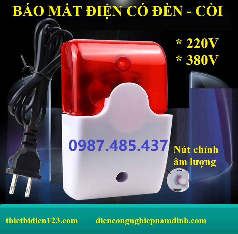 Cảnh báo mất điện mất pha 1 pha 3 pha có Đèn + CÒi hú - Điều chỉnh đc âm lượng