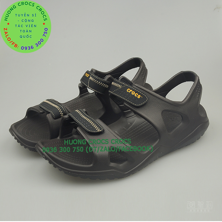 DÉP SANDAL NHỰA ĐI MƯA CROCS SWIFTWATER RIVER CHO NAM MÀU NÂU