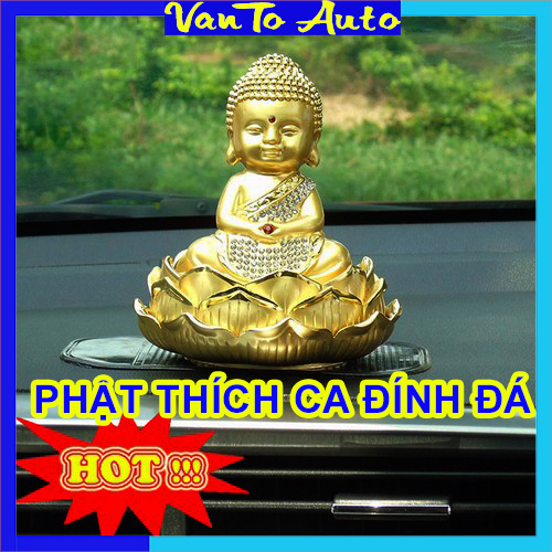 Tượng Phật Thích Ca Mâu Ni Đính Đá Ngồi Đài Sen Để Trên Ô Tô, Bàn Làm Việc
