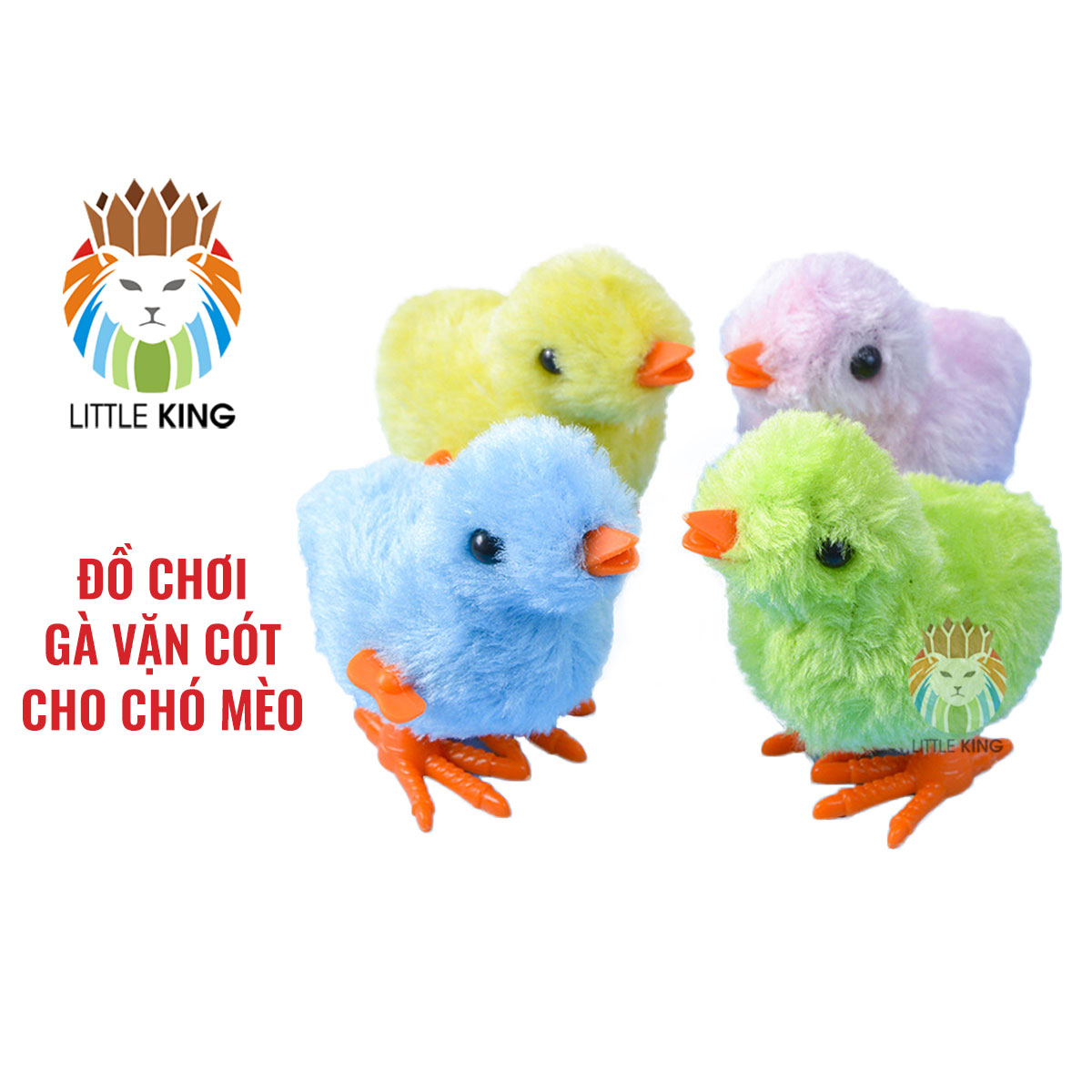 Đồ chơi cho chó mèo Gà vặn cót, Đồ chơi gà con vặn dây cót cho thú cưng Little King pet shop
