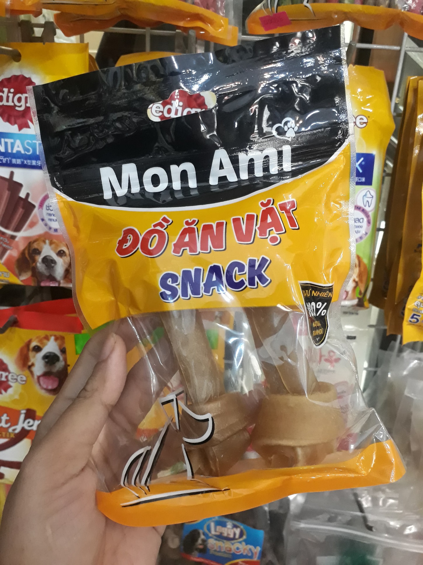 Que gặm Xương gặm da bò Mon Ami size 12,5cm cho chó