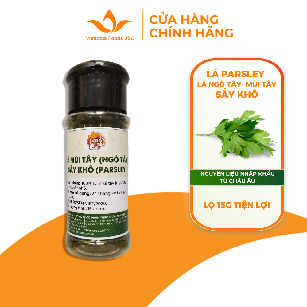 Lá Parsley mùi tây gia vị sấy khô Orange Chef túi zip tiện lợi - Nguyên liệu cho các món Âu