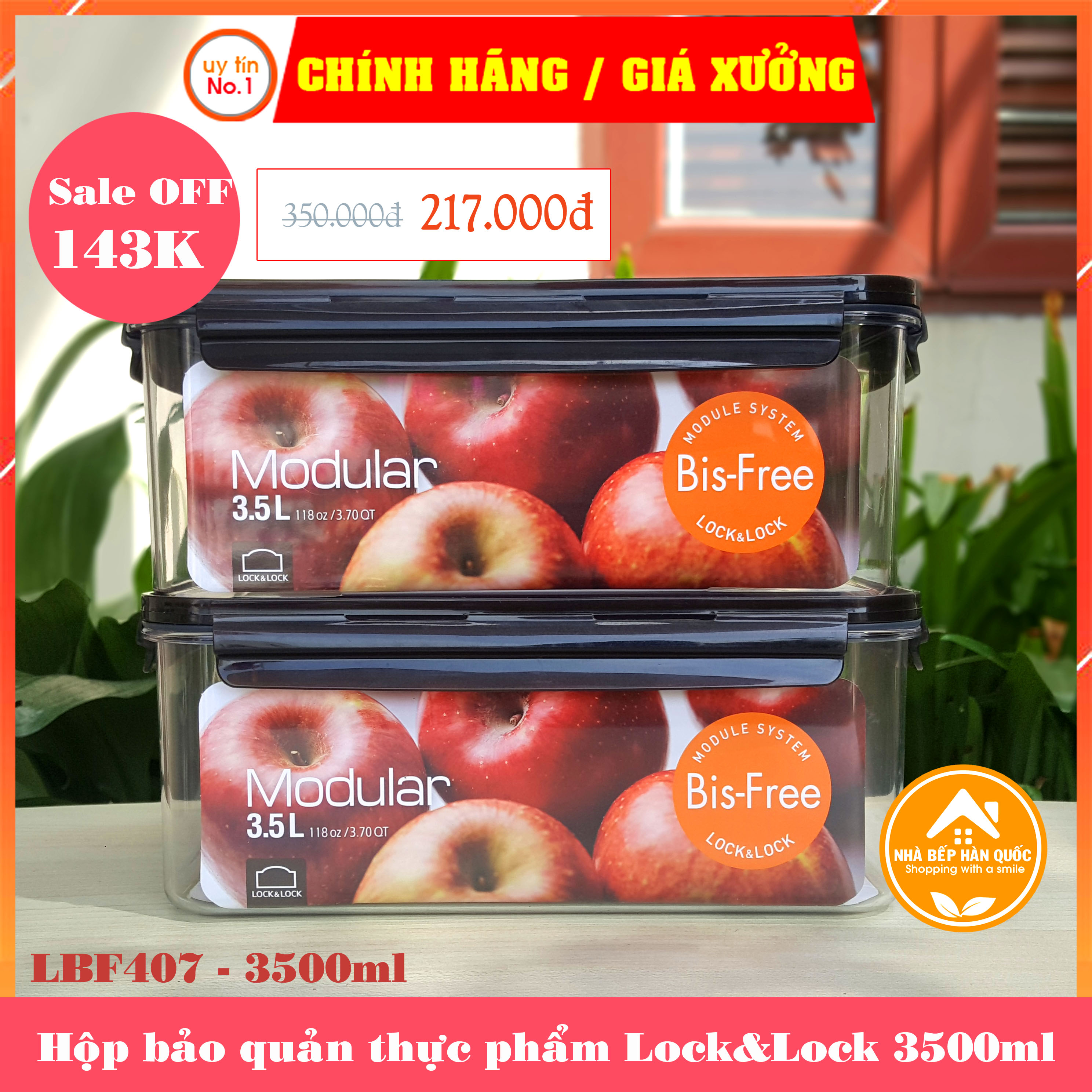 Hộp bảo quản thực phẩm 3500ml &4800ml Lock&Lock Bisfree Modular - LBF407&LBF408