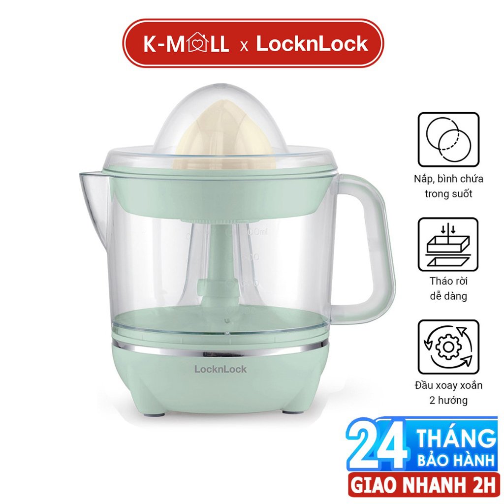 Máy vắt cam Lock&Lock EJJ231 EJJ231MIT Xanh Mint 700ml 40W Hàng chính hãng, xoay ép 2 chiều cho nhiều nước cam - K-MALL