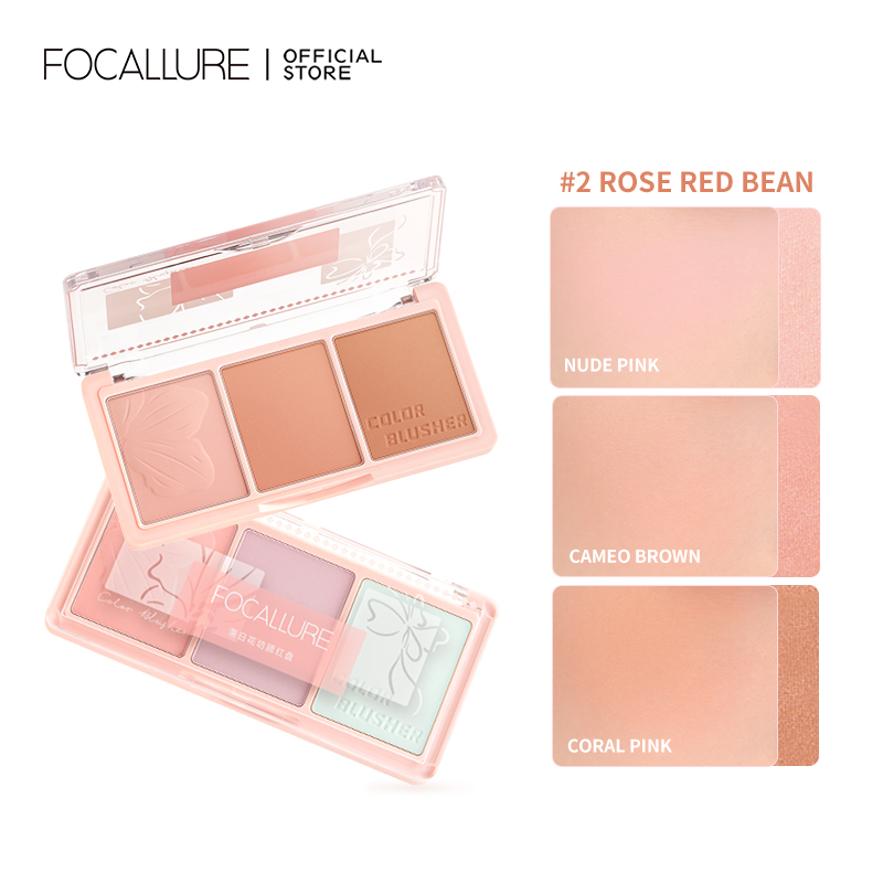 Bảng phấn má hồng focallure 3 màu sắc tố cao lâu trôi trọng lượng nhẹ 13.5g