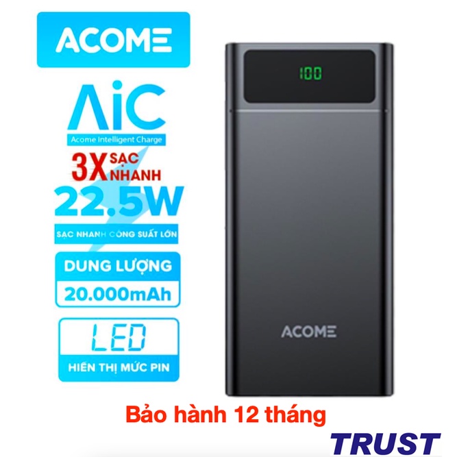 Pin Sạc Dự Phòng ACOME AP201-20000mAh, AP401-40000mAh