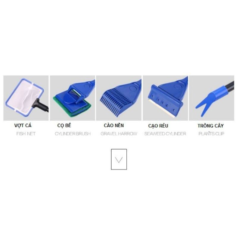 Bộ vệ sinh bể cá đa năng 5 trong 1 vợt - vệ sinh - cọ - làm sạch bể cá