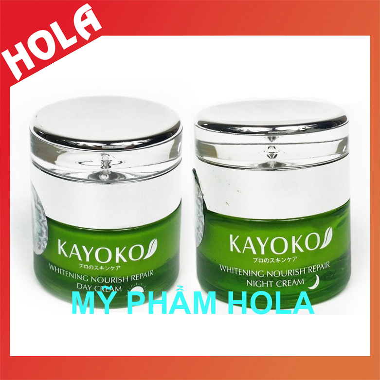 COMBO ngày đêm Kayoko Xanh. chuyên làm mờ nám, tàn nhang và dưỡng trắng da, kem nám Nhật Bản, mỹ phẩm Kayoko.