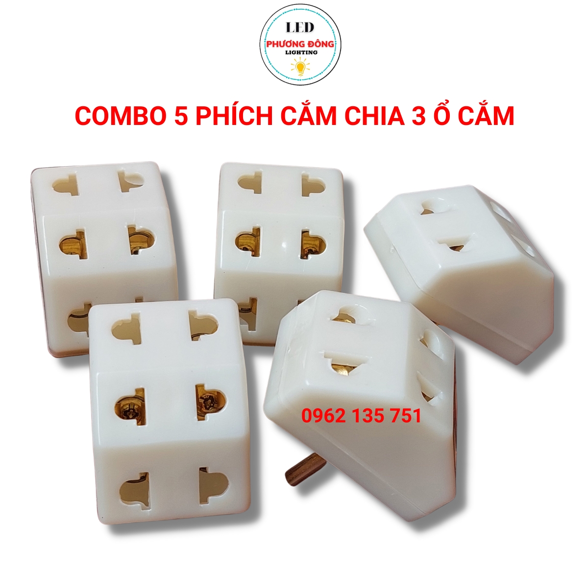 Combo 5 phích cắm chia 3 ổ cắm 3000W