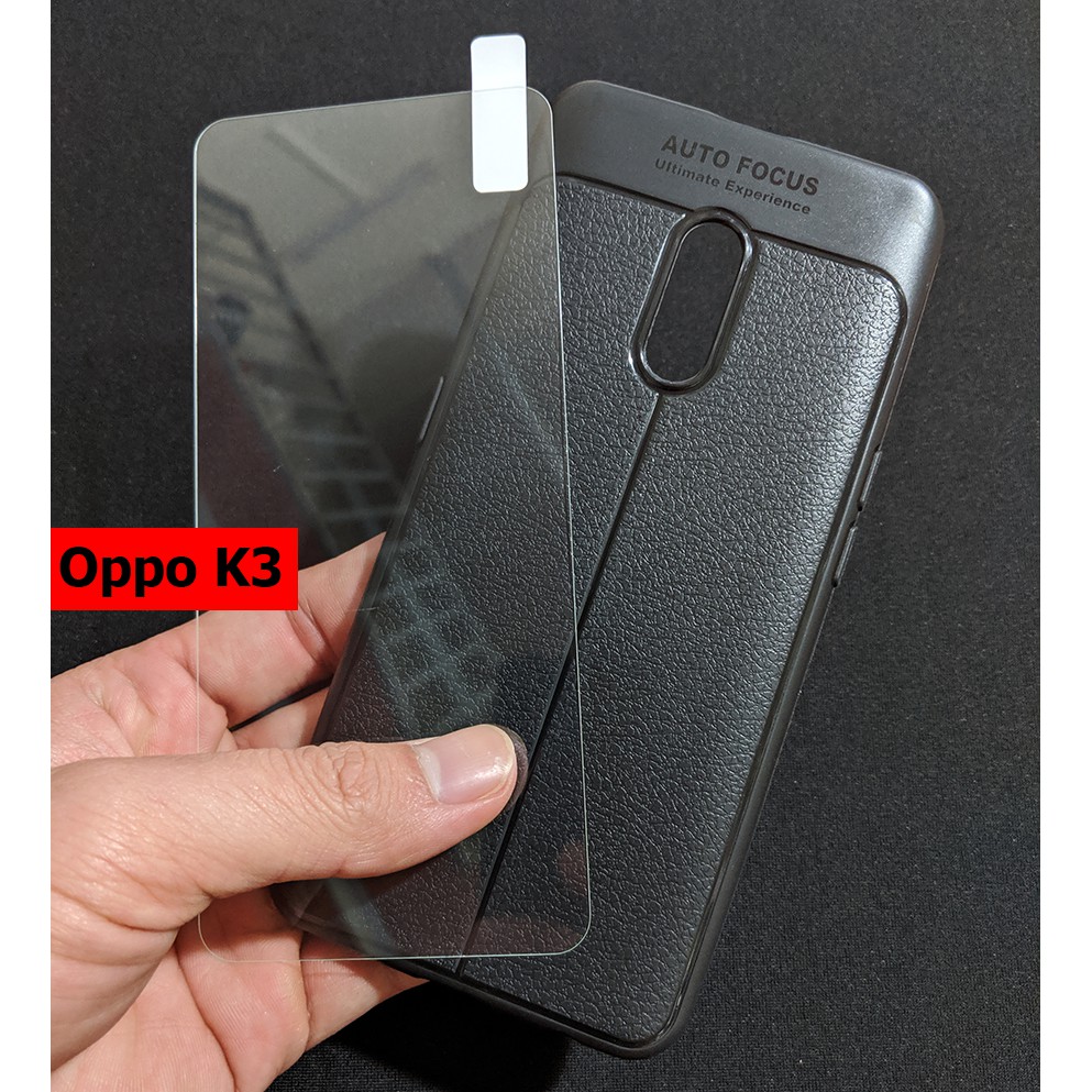 Bộ ốp lưng giả da kính cường lực Oppo K3