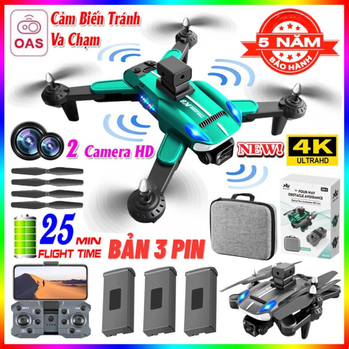 Máy bay điều khiển từ xa 4 cánh Flaycam K8 Pro - Laycam điều khiển từ xa - Máy bay flycam - Lai cam 