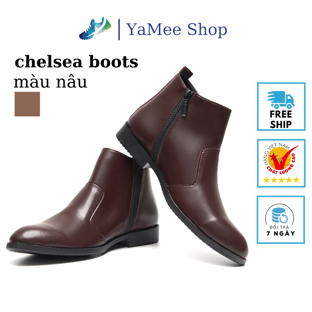 Giày chelsea boots nam, cổ khóa, đế khâu chắc chắn