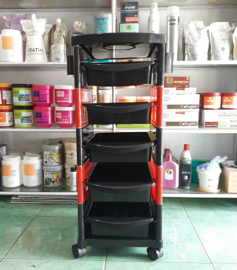 Xe đẩy đựng đồ làm tóc - chất liệu nhựa cao cấp - 5 tầng
