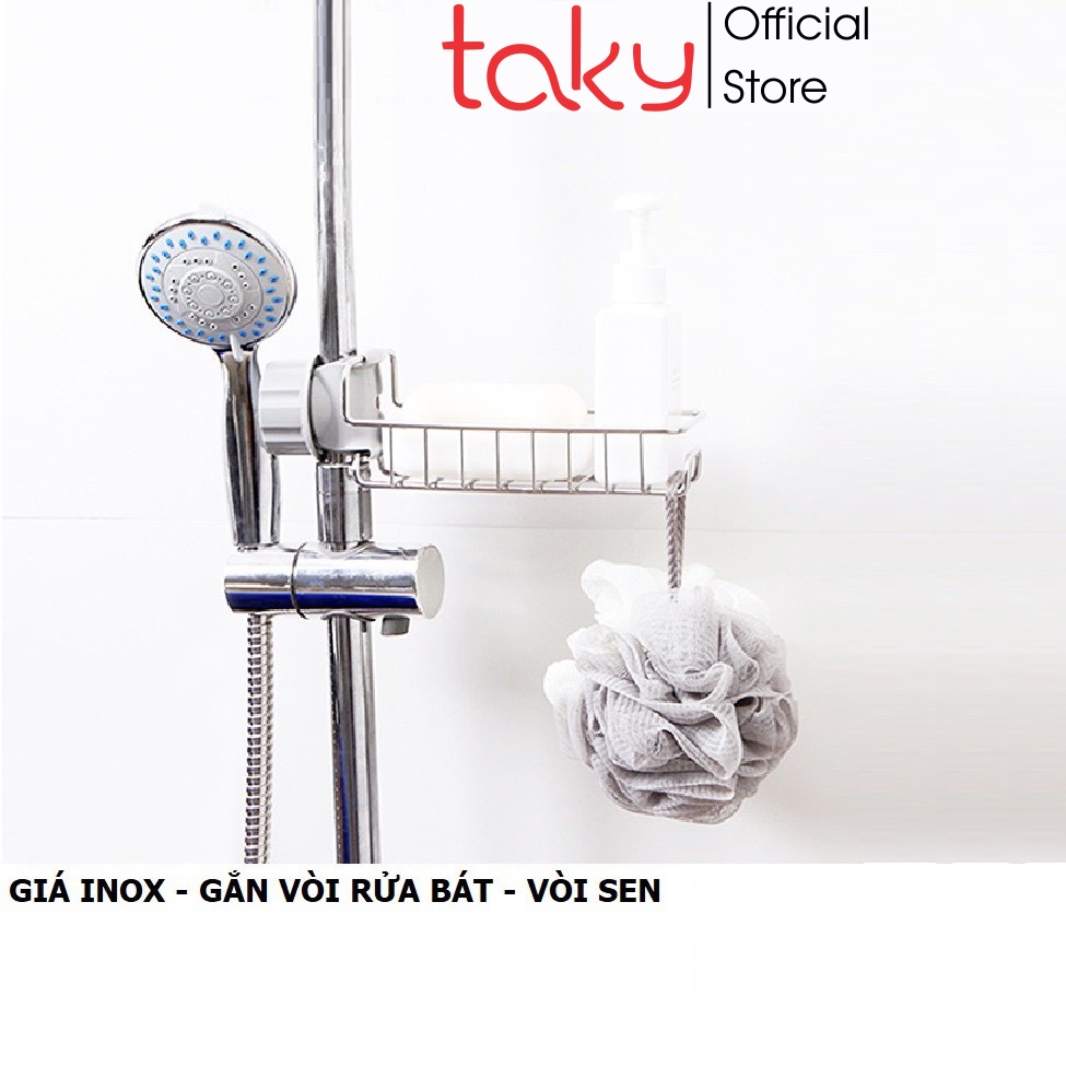 Giá inox treo vòi nước cho nhà bếp, giá để đồ như giẻ rửa bát, chén đĩa và miếng cọ nồi, chảo, khô ráo, sạch sẽ tiện dụng dành cho gia đình. takymall 4010
