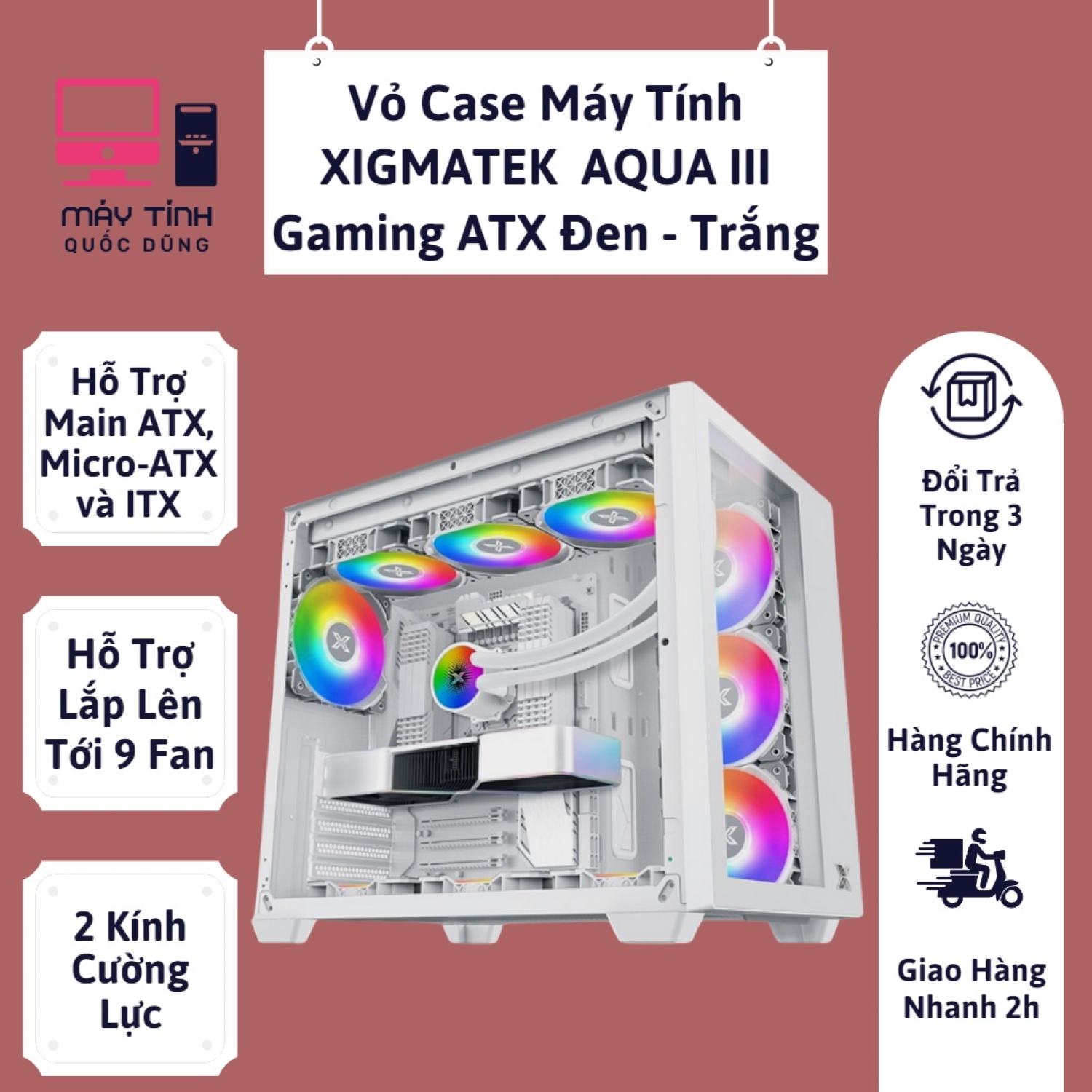 Vỏ case xigmatek aqua iii gaming atx, micro atx và itx 2 - hàng chính hãng i máy tính quốc dũng