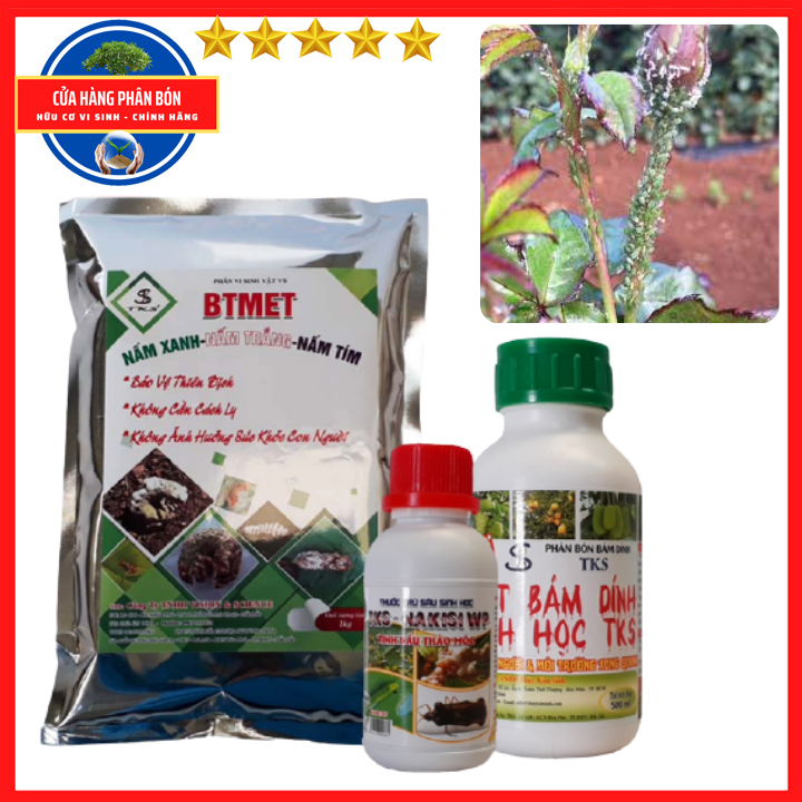 Combo trừ sâu sinh học bt met nấm 3 màu và thảo mộc: diệt sạch sâu xanh, rầy, rệp sáp, nhện đỏ...an toàn không cách ly