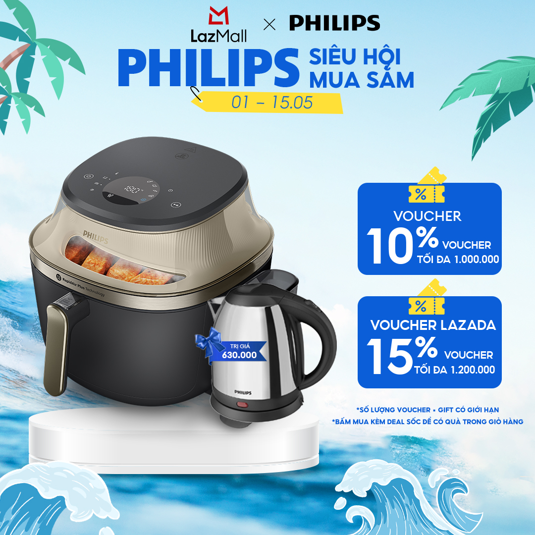 Nồi chiên không dầu Philips NA543/00 có chức năng hấp dung tích 7.2L
