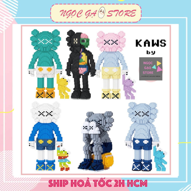 Lego Kaws Gấu BearBrick size trên 34cm tặng kèm búa lắp ráp