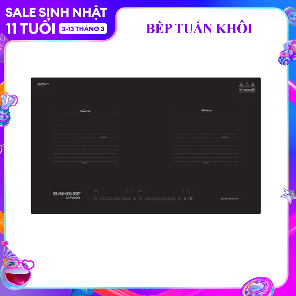 Bếp đôi điện từ sunhouse mama mmb-01i