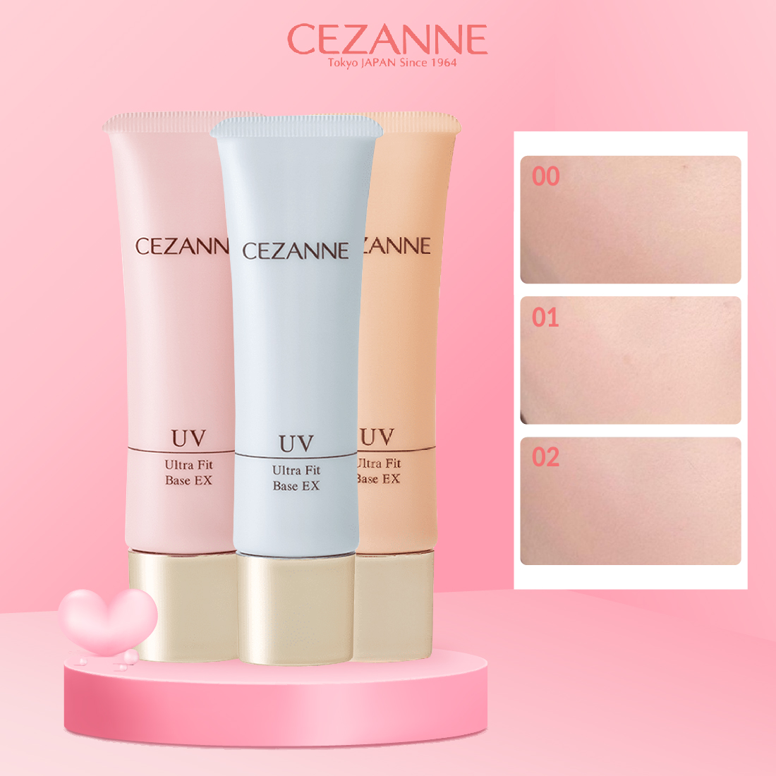 Kem lót trang điểm Cezanne UV Ultra Fit Base EX Nhật Bản dưỡng ẩm nâng tone 30g