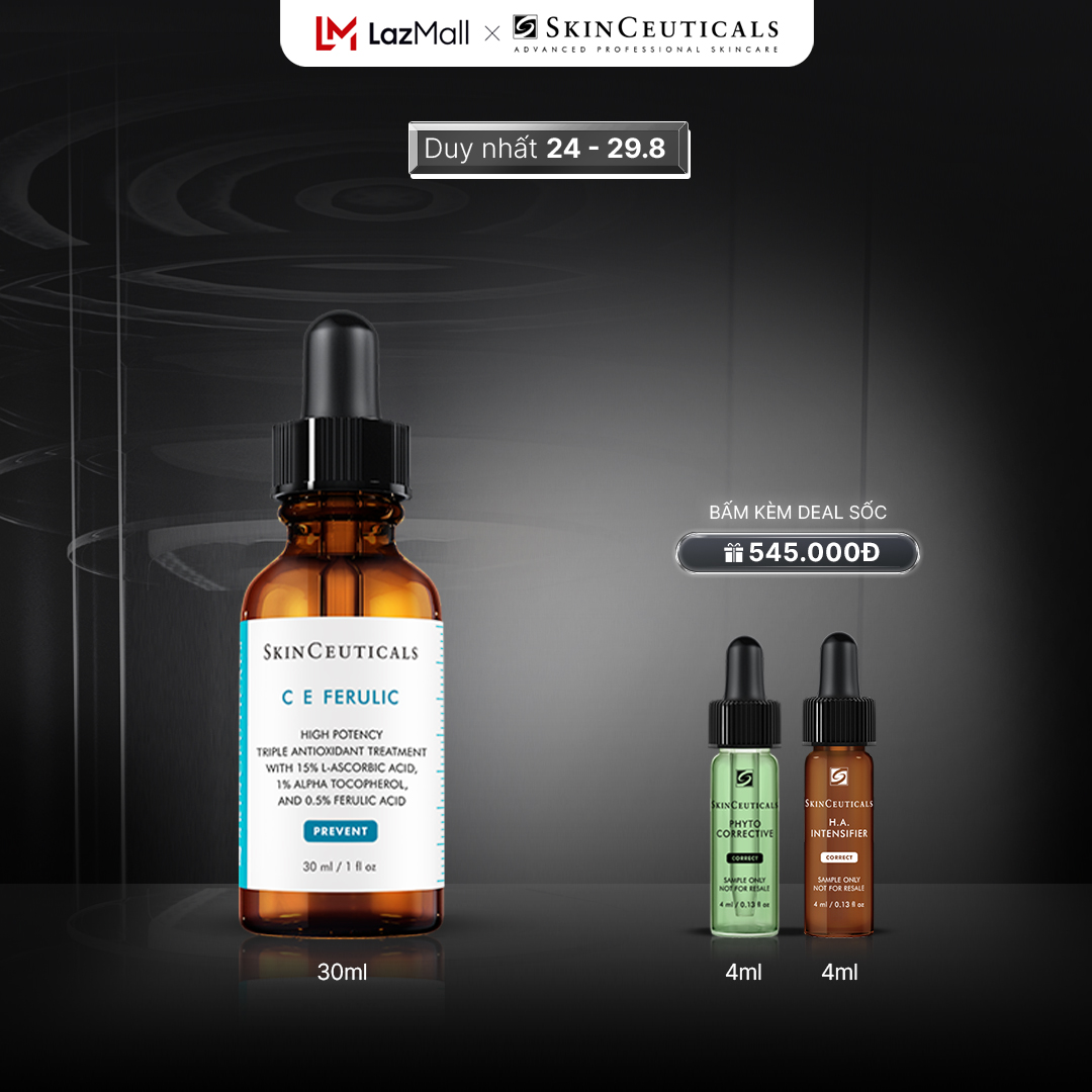 Tinh chất Vitamin C Skinceuticals C E Ferulic hỗ trợ ngăn ngừa tình trạng oxy hoá trên da, giúp làn da trở nên khoẻ mạnh và săn chắc hơn 30ml