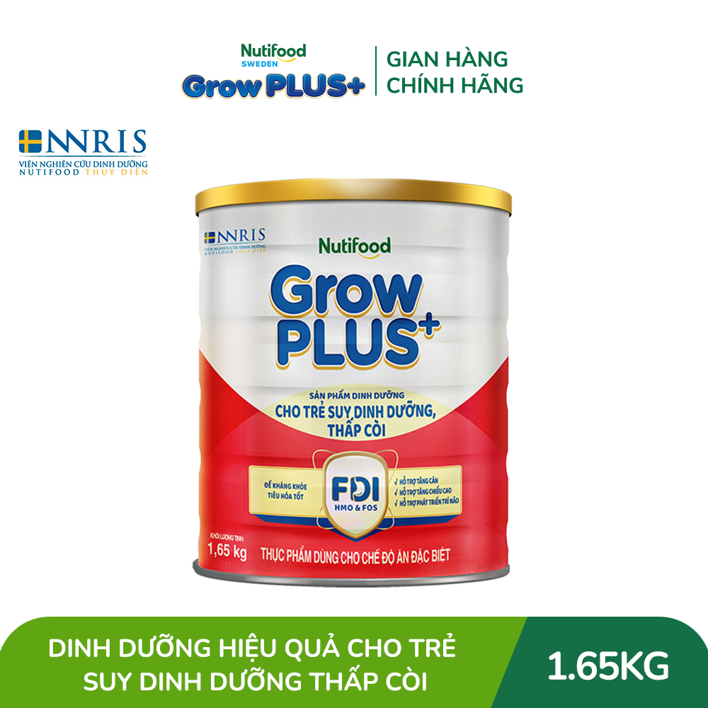 Sữa bột Nutifood GrowPLUS+ Suy Dinh Dưỡng (Đỏ)  - Hỗ Trợ Tăng Cân, Tăng Chiều Cao (Lon 1,65 Kg)