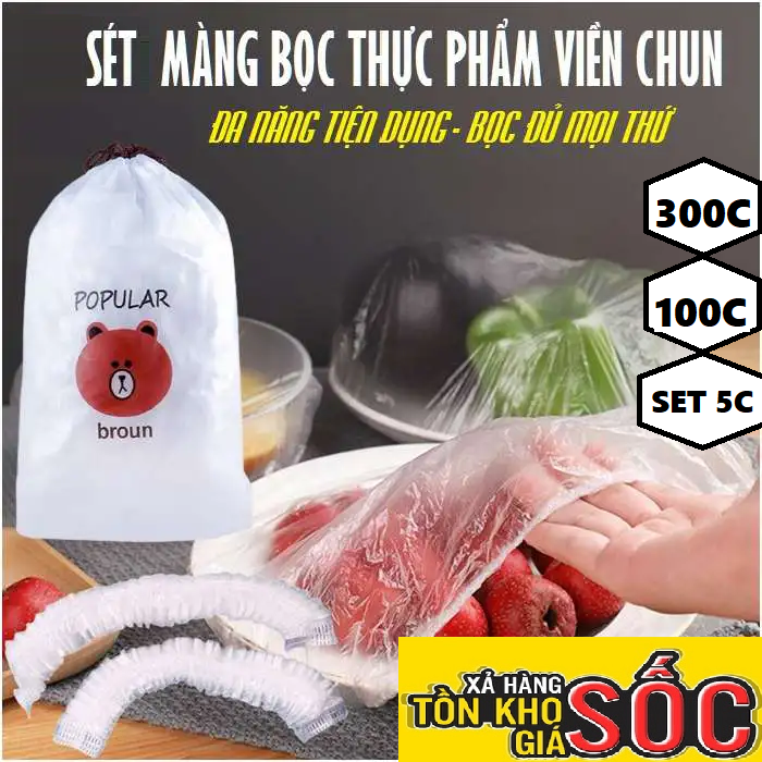 Màng bọc thực phẩm bo chun gấu brown, co dãn tái sử dụng, màng pe an toàn với thực phẩm, màng bọc thực phẩm xịn, màng bọc thực phẩm