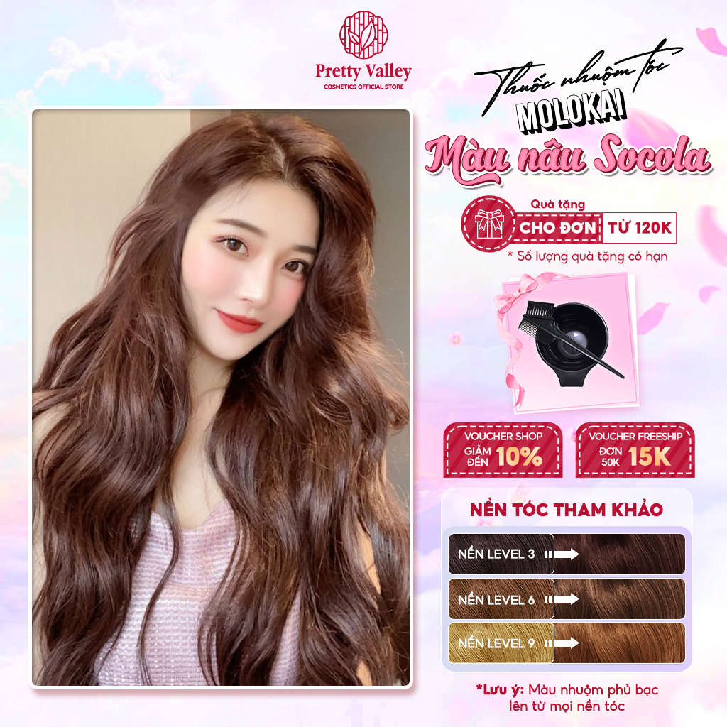 Thuốc nhuộm tóc màu NÂU SOCOLA Molokai siêu dưỡng, nhuộm tóc an toàn tại nhà lên màu chuẩn  - Pretty Valley Hair