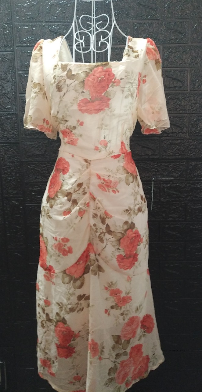 Mã NT54 Đầm voan tay ngắn cổ V tay ngắn cân nặng từ 40 đến 60kg