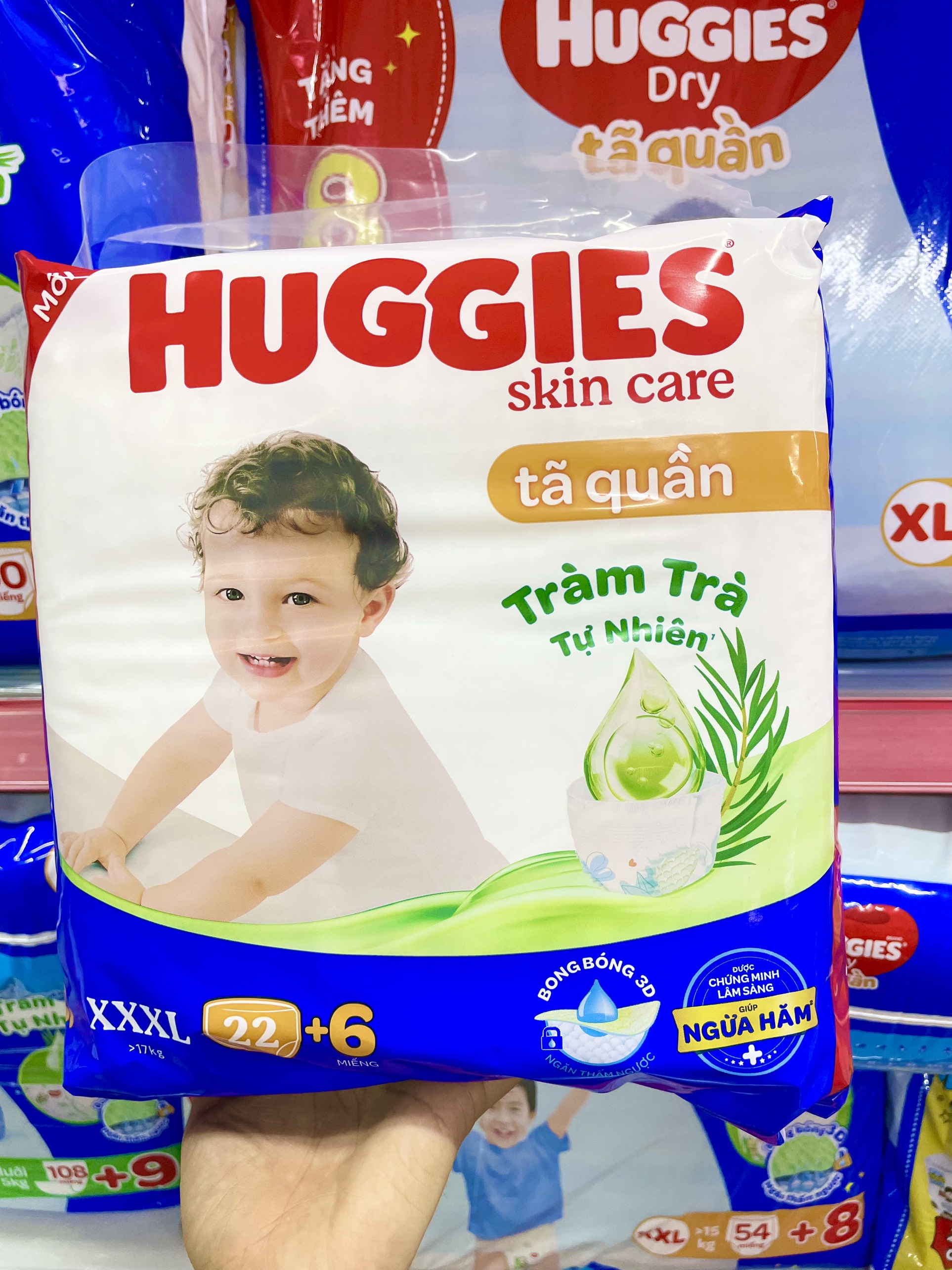 Tã quần Huggies Skincare XXXL 22+6M (Mẫu mới)