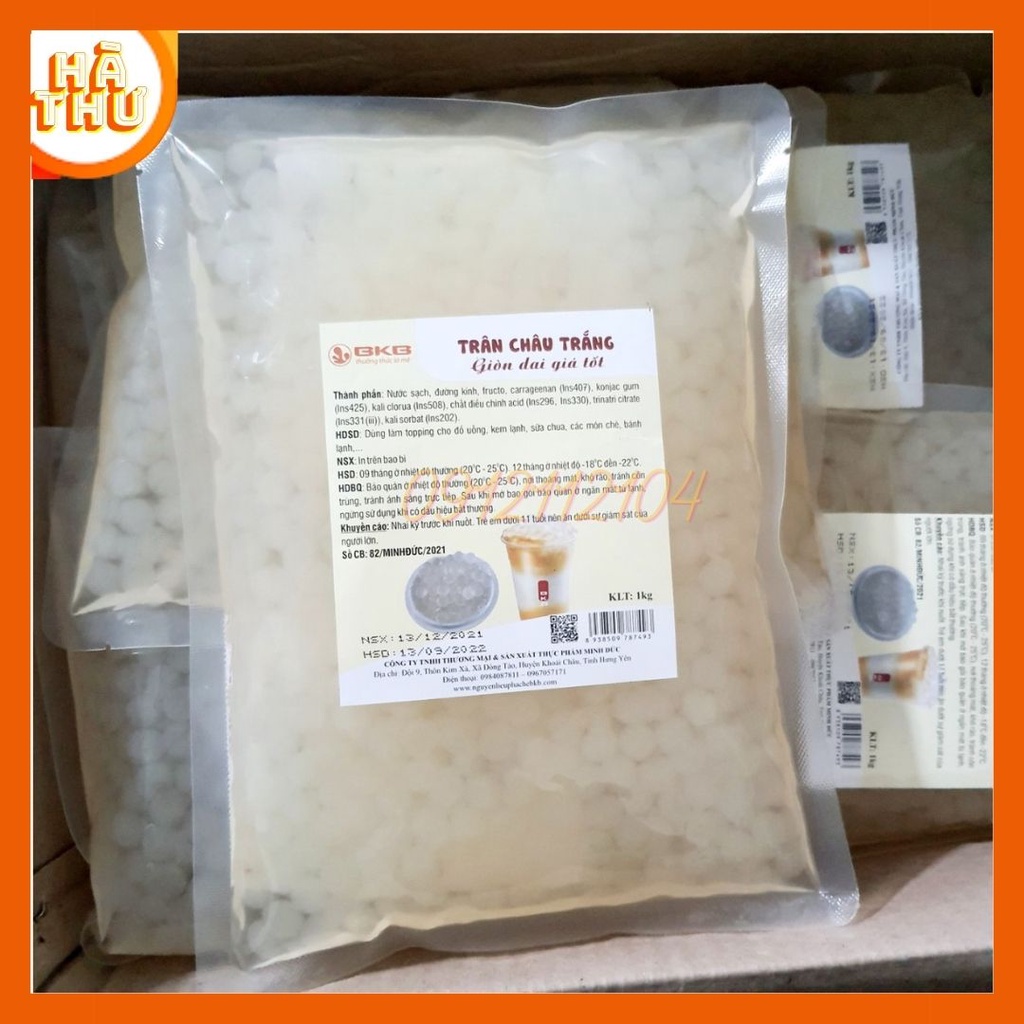 Thạch 3q trắng, trân châu caramen gói 1kg - trân châu ngọc trai loại 1kg tiện dụng