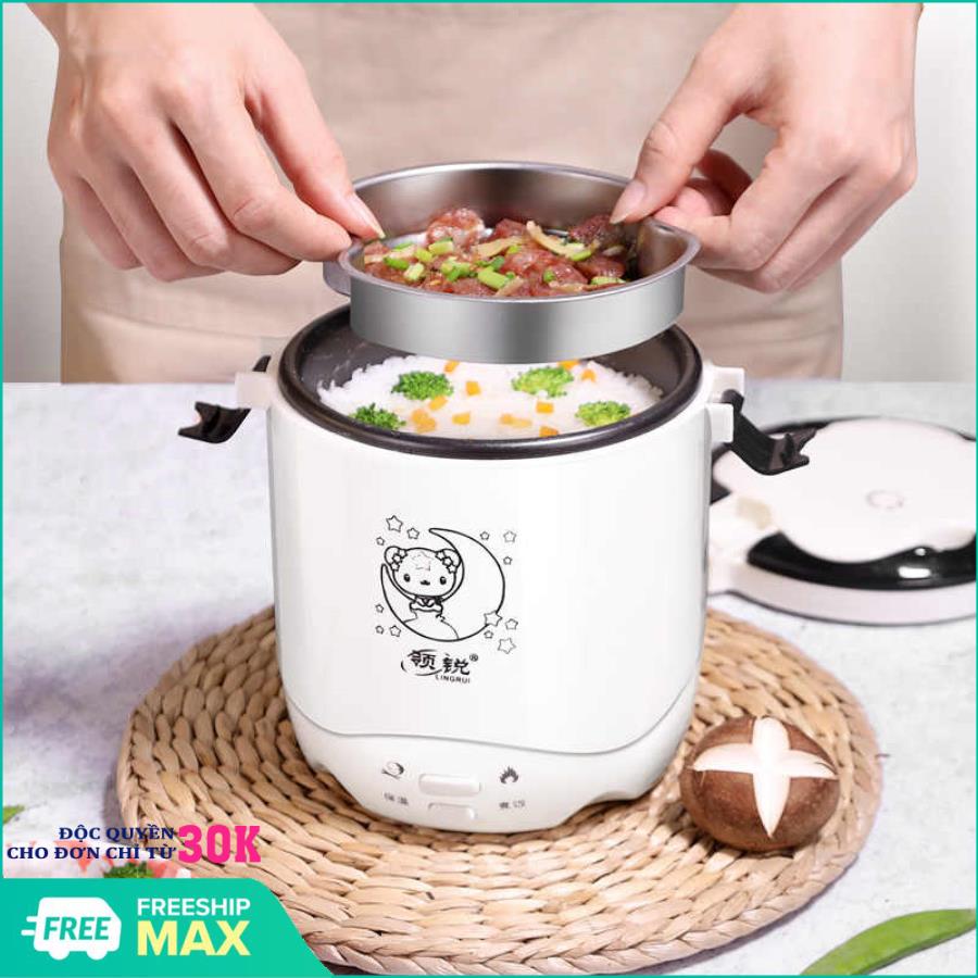 Nồi Cơm Điện Đa Năng Mini 1.2 Lít Chống Dính Giúp Cơm Không Bị Cháy Và Dính Đáy Nồi - Nồi cơm điện Mini Đa Năng dành cho 1 Người Ăn (Trắng)