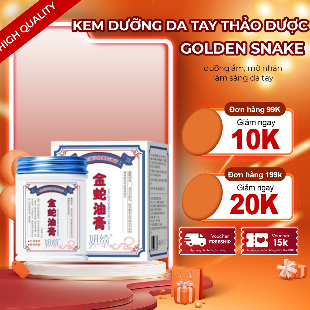 Kem Dưỡng Da Tay GOLDEN SNAKE – Kem Đông Y GOLDEN SNAKE Dưỡng Ẩm Sâu, Mờ Nếp Nhăn, Loại Bỏ Đồi Mồi, Làm Tay Mềm Mại.