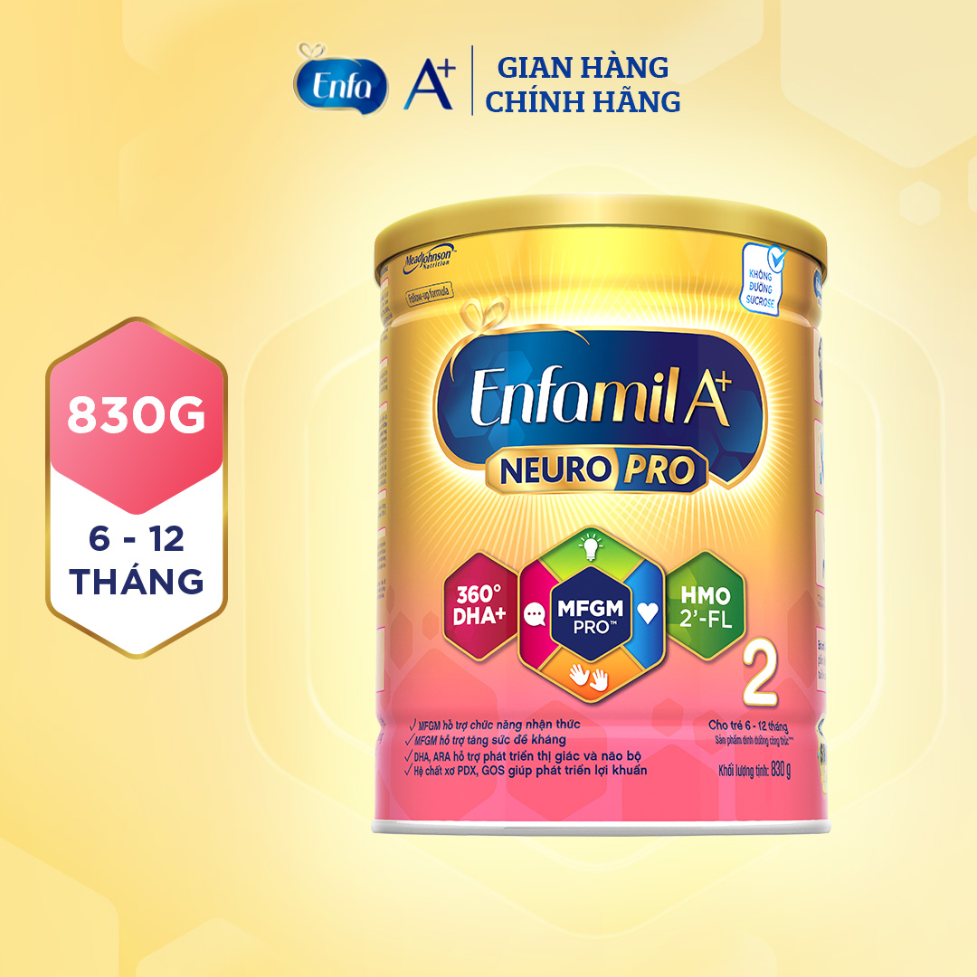 Sữa bột enfamil a+ neuropro 2 vị thanh mát với 2’-fl hmo cho trẻ từ 6 –12 tháng tuổi– 830g