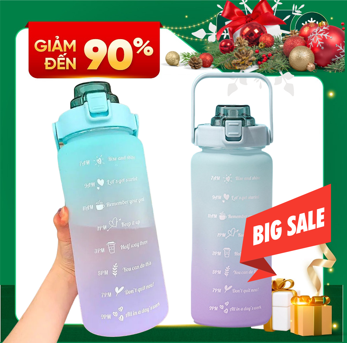 Bình nước 2L cute Dododios có vạch báo giờ cho người lười uống nước [Tặng ống hút xịn + sticker dễ thương]