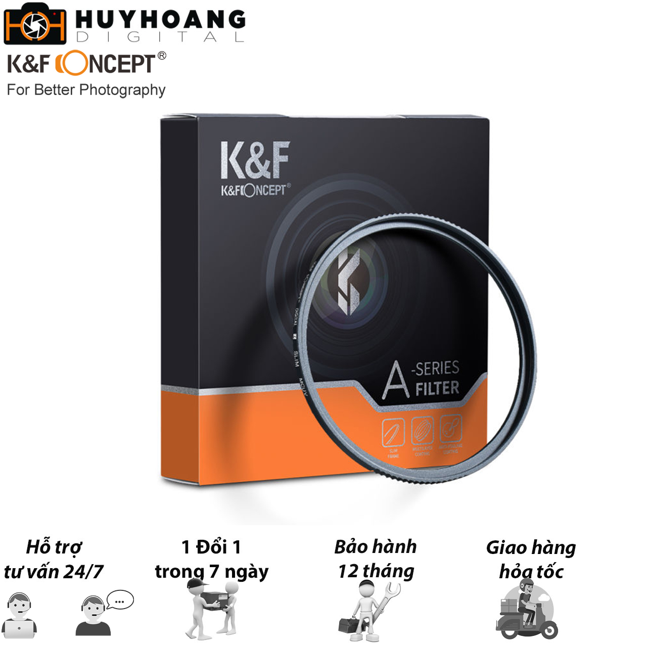 Kính lọc k&f concept filter uv digital hd - german optic - đủ size
