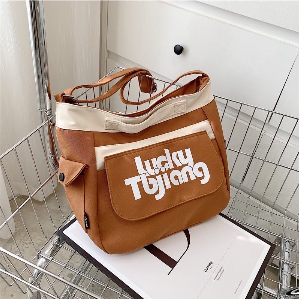 Túi Đeo Chéo Nữ Vải Canvas Túi Đeo Vai Đi Học Đi Chơi Phong Cách Hàn Quốc IN CHỮ  CV LUCKY - OPTUSBAG - 2